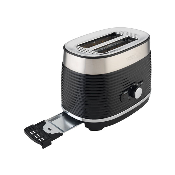 T4tec British Design |  Black & Stainless Steel 2 Slice Toaster